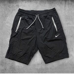 Nike Men's Black Athletic Shorts with White Zipper Details